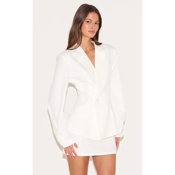 Blanc Jupe Courte Taille Mi-haute Tissée Ensemble Coordonné