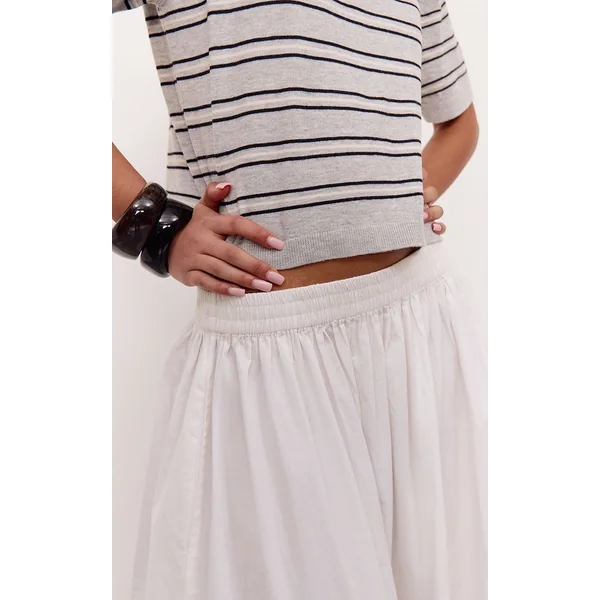 Blanc Jupe Mi-longue En Coton Avec Détail Poches
