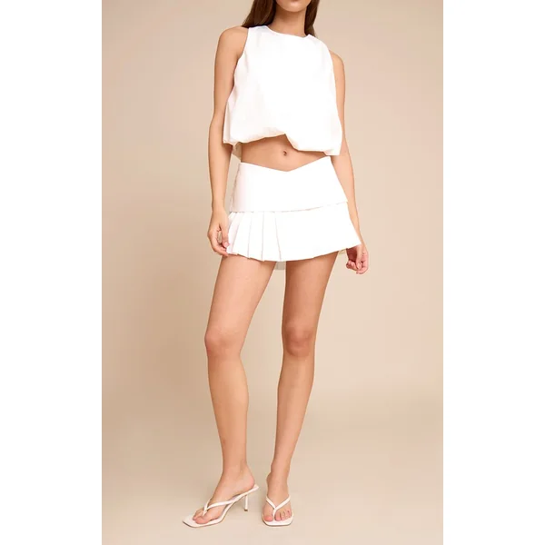 Blanc Jupe-short Plissée Ajustée