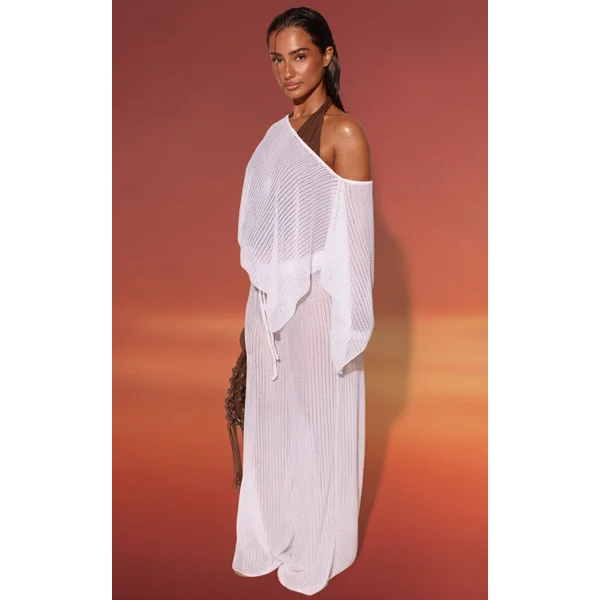 Blanc Pantalon De Plage Texturé