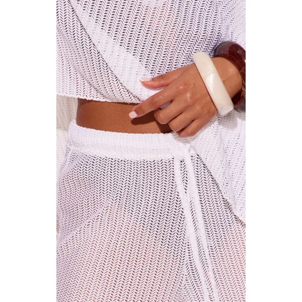 Blanc Pantalon De Plage Texturé