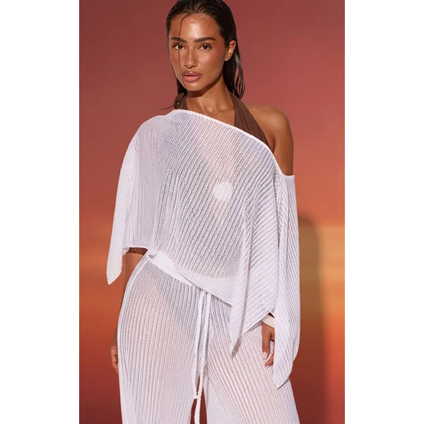 Blanc Pantalon De Plage Texturé