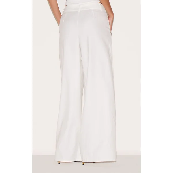 Blanc Pantalon Large Tissé À Double Pli