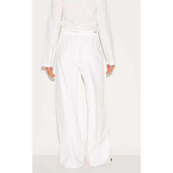 Blanc Pantalon Large À Cordon De Serrage Ensemble Coordonné