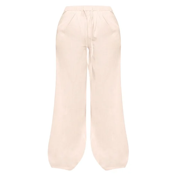 Blanc Pantalon Large À Pinces Effet Lin Petite Taille Co-ord