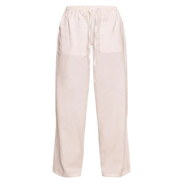 Blanc Pantalon Petite En Lin Avec Taille À Cordon Coulissant