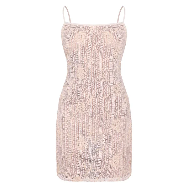 Blanc Robe Courte À Bretelles Encolure Droite Texturée Fleurie
