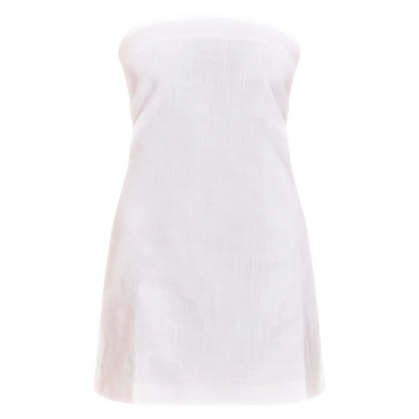 Blanc Robe Droite Ample Bustier Aspect Lin