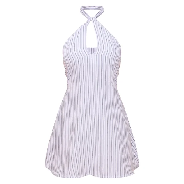 Blanc Robe Droite À Encolure Américaine
