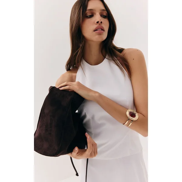 Blanc Robe Maxi Ajustée À Encolure Américaine