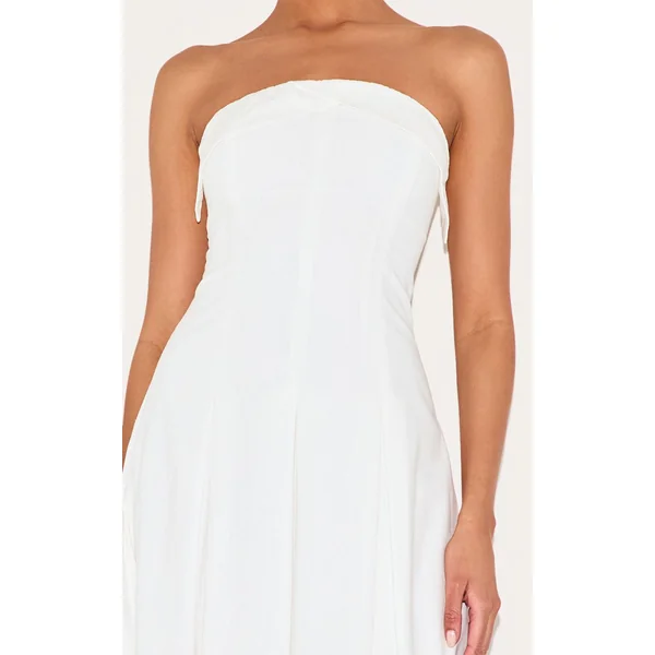 Blanc Robe Mi-longue Plissée À Bustier