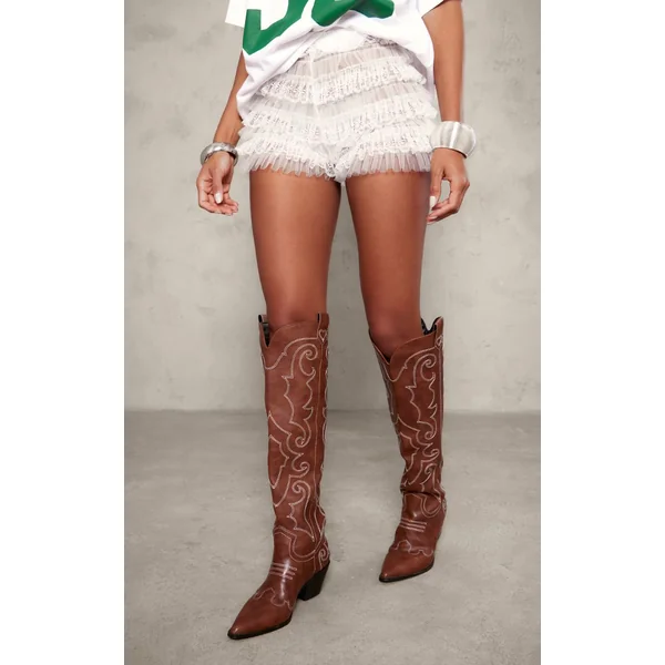 Blanc Short Bloomer En Mesh À Volants