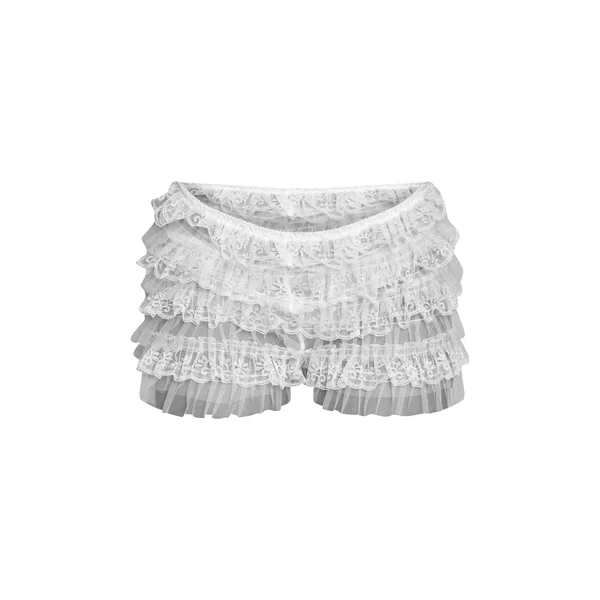 Blanc Short Bloomer En Mesh À Volants