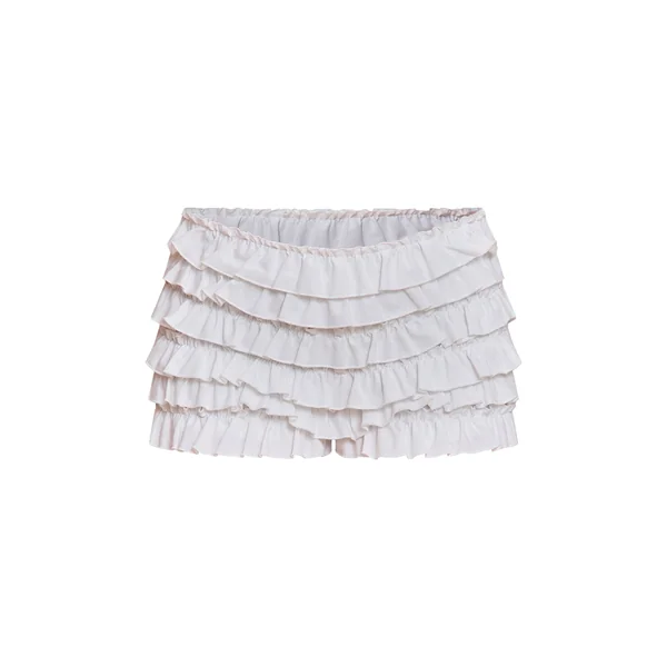 Blanc Short Bloomer Taille Basse En Mélange De Lin