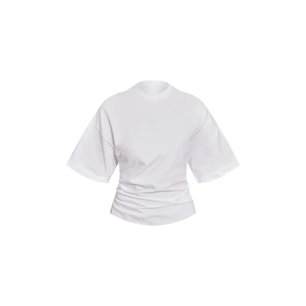 Blanc T-shirt Oversize En Coton Avec Détail Froncé Sur Les Côtés