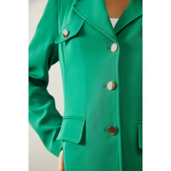 Blazer Boutonnage Intégral à Quatre Poches