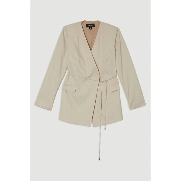 Blazer cintré marl à nouer à la taille