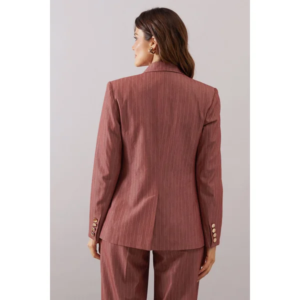 Blazer Croisé à Rayures Diplomatiques