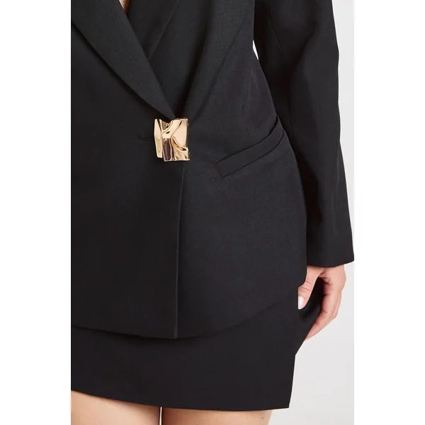Blazer Petite Cintré À Un Bouton Avec Finitions Dorées