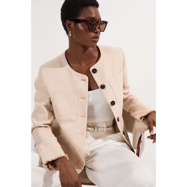 Blazer sur mesure en tweed printanier à poche avant