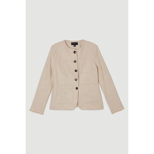 Blazer sur mesure en tweed printanier à poche avant