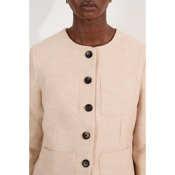 Blazer sur mesure en tweed printanier à poche avant