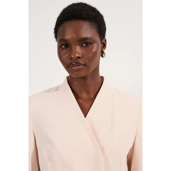 Blazer tailleur asymétrique à simple boutonnage, stretch, compact pour petites tailles