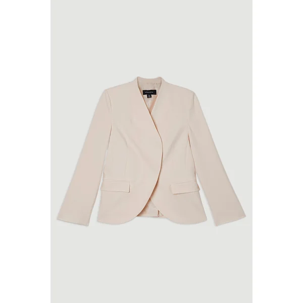 Blazer tailleur asymétrique à simple boutonnage, stretch, compact pour petites tailles