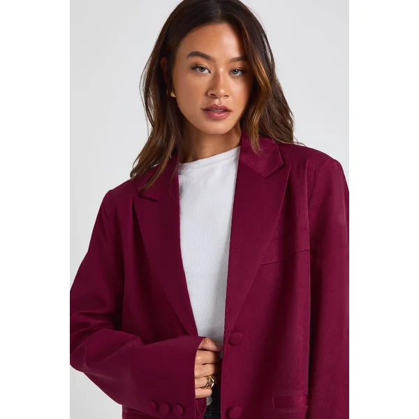 Blazer Tailleur Coupe Décontractée À Simple Boutonnage Pour Grande Taille