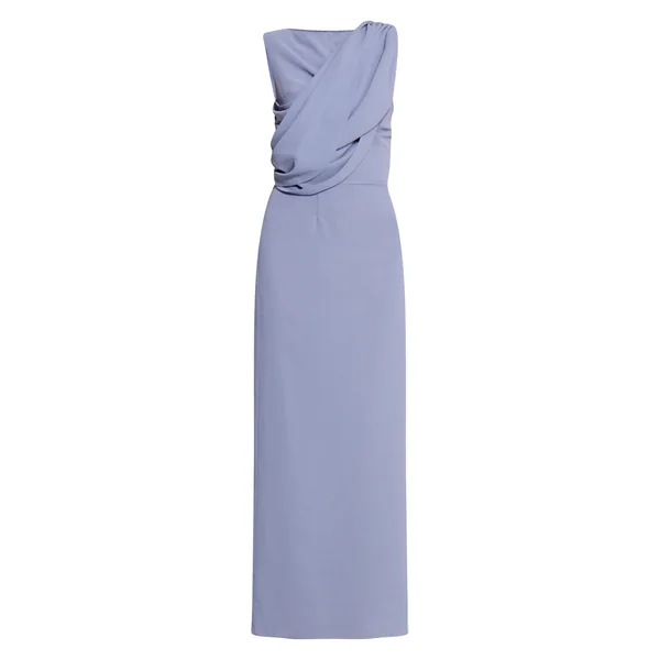 Bleu Cendré Robe Longue Cache-cœur En Mousseline De Soie