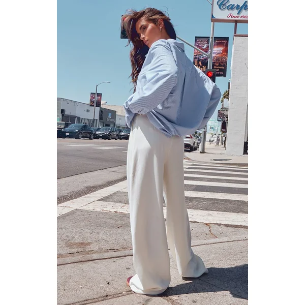 Bleu Chemise Légère Oversize À Rayures