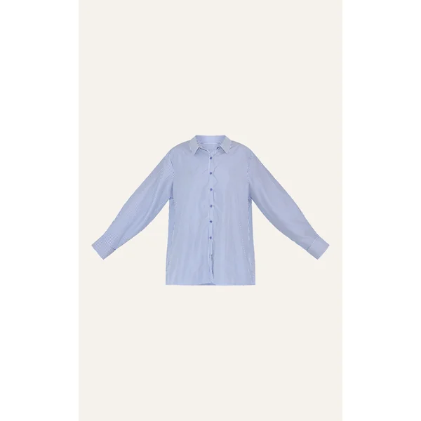 Bleu Chemise Légère Oversize À Rayures