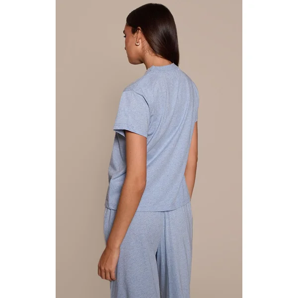 Bleu Ciel Ensemble Coordonné T-shirt Moucheté
