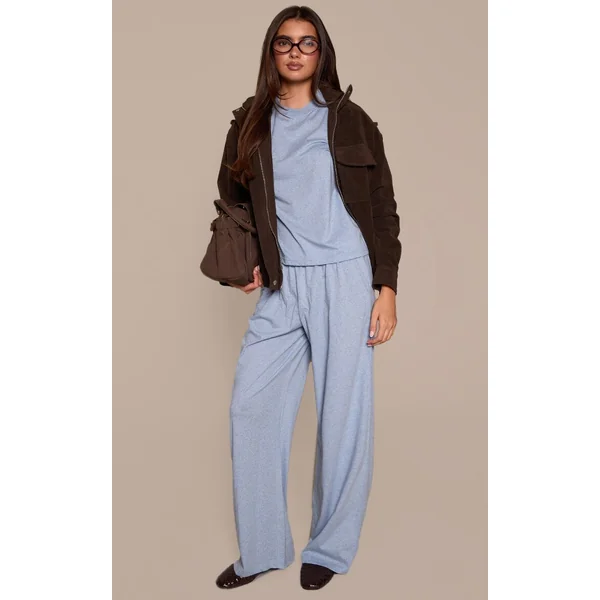 Bleu Ciel Ensemble Coordonné T-shirt Moucheté