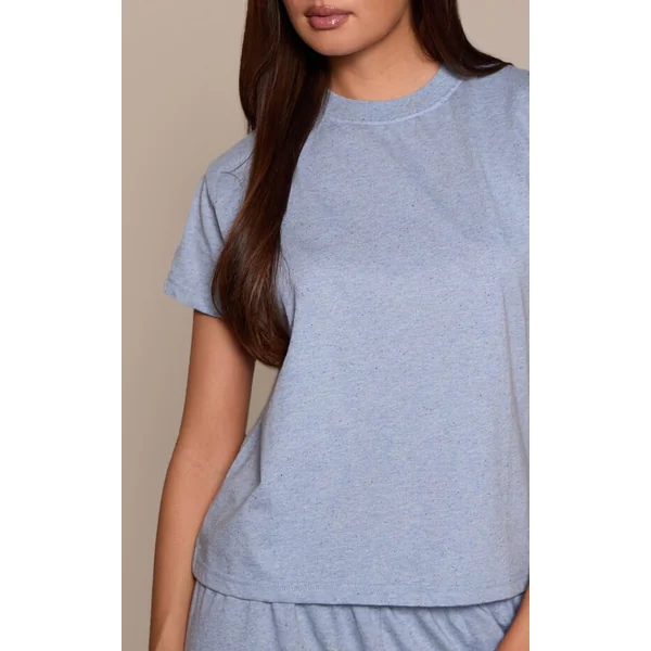 Bleu Ciel Ensemble Coordonné T-shirt Moucheté