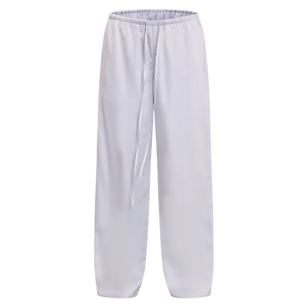 Bleu Ciel Pantalon Large En Satin Taille Basse Avec Lien À Nouer