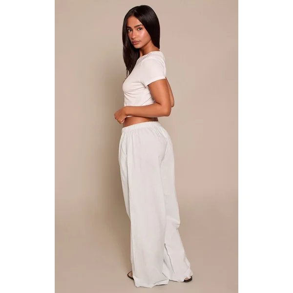 Bleu Ciel Pantalon Petite En Lin Avec Taille À Cordon Coulissant