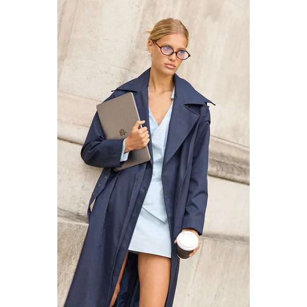 Bleu Ciel Robe Chemise À Manches Longues Avec Détail Cache-cœur