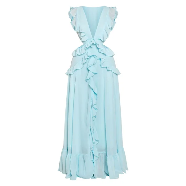 Bleu Ciel Robe Maxi À Volants Petite