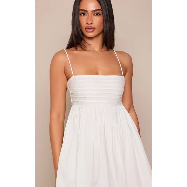 Bleu Ciel Robe Mini À Bretelles Aspect Lin Petite