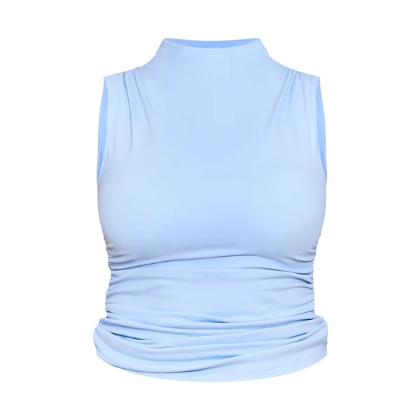 Bleu Ciel Top Sculptant Shape À Soutien-Gorge Intégré Col Bateau Et Côtés Froncés