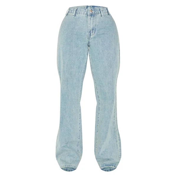 Bleu Clair Délavé Jean En Denim Coupe Large Shape