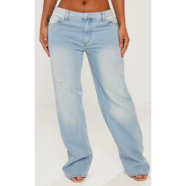 Bleu Clair Jean En Denim Coupe Large Shape