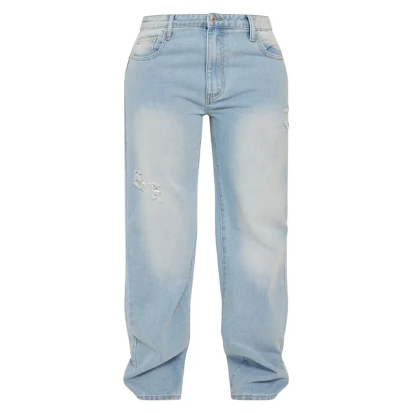 Bleu Clair Jean En Denim Coupe Large Shape