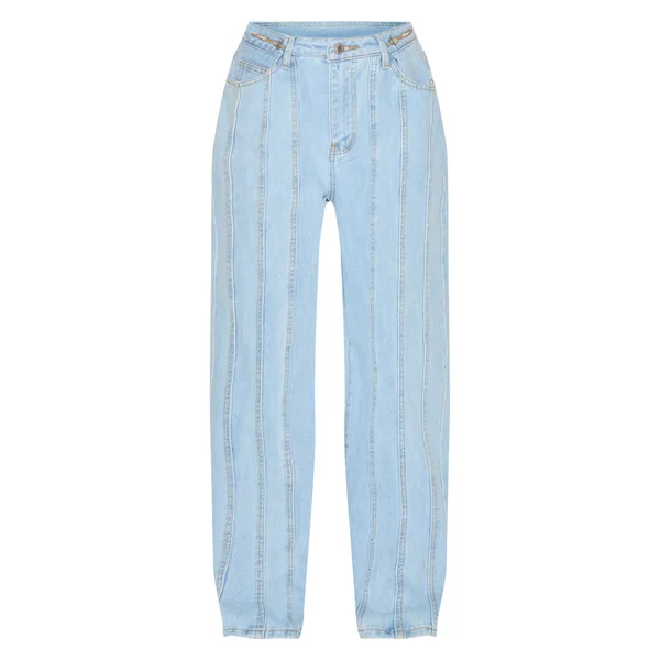 Bleu Clair Jean En Denim Petite Avec Détails De Coutures Et Bretelles Ajustables