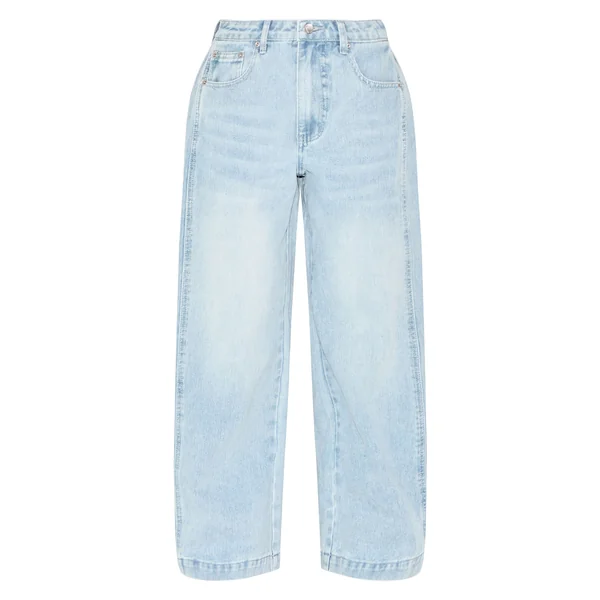 Bleu Clair Jean Large À Détails Plissés Latéraux En Denim Petite