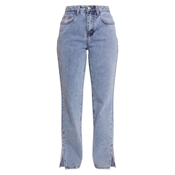 Bleu Clair Jean Petite À Ourlet Fendu