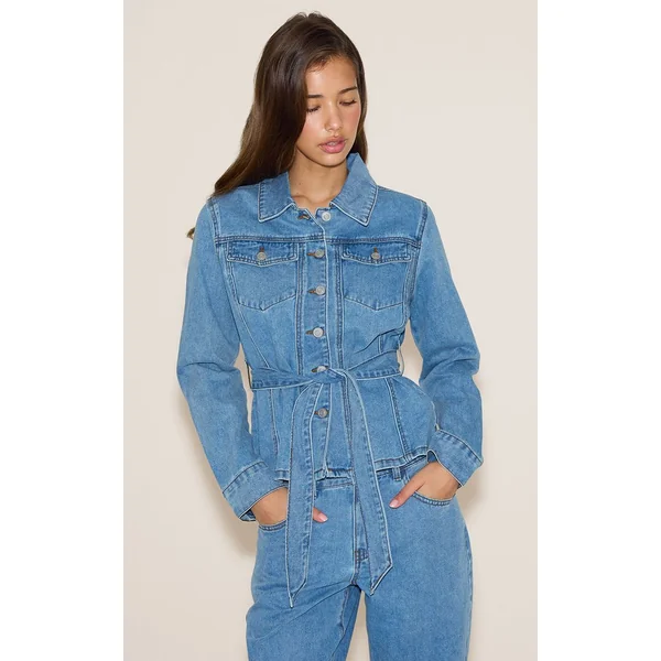 Bleu Clair Jean Évasé Taille Mi-haute À Coutures Contrastées