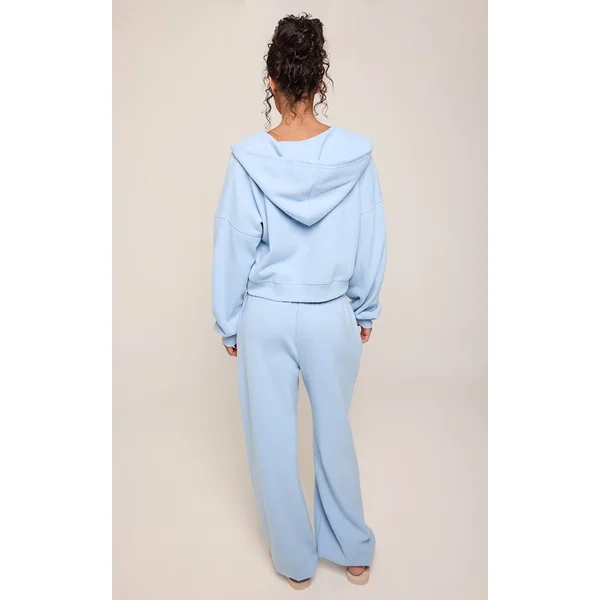 Bleu Clair Joggers Côtelés Brossés Avec Détails De Coutures Et Chevilles Resserrées