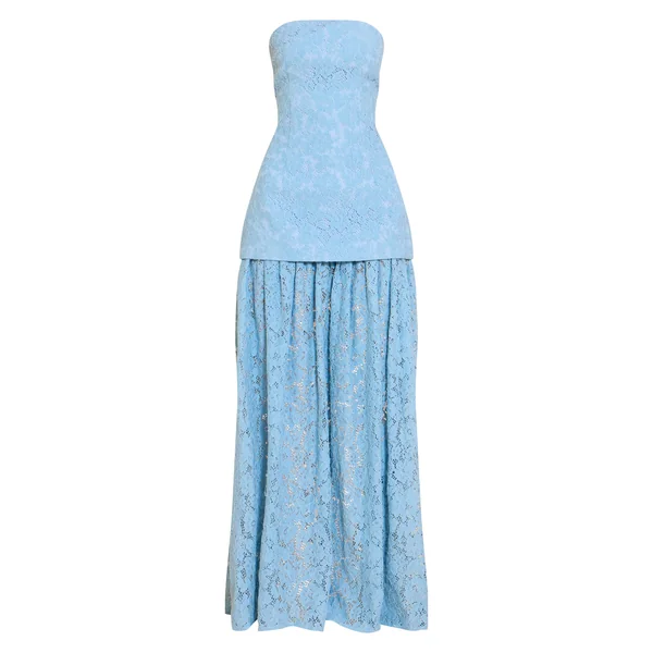 Bleu Clair Robe Midaxi Bandeau À Empiècements De Jupe En Dentelle Transparente